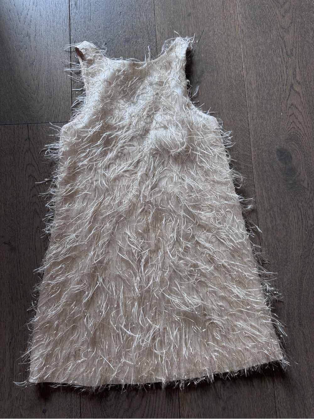 Zara Cream Feather-Texture Sleeveless Party Dress